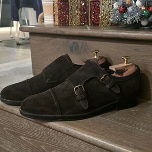 Coach Dark Brown Suede Monk Strap Oxfords